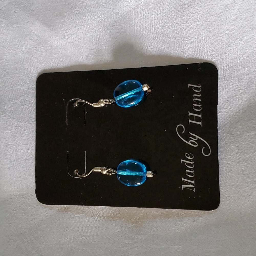 Made by Hand silver and blue earrings
